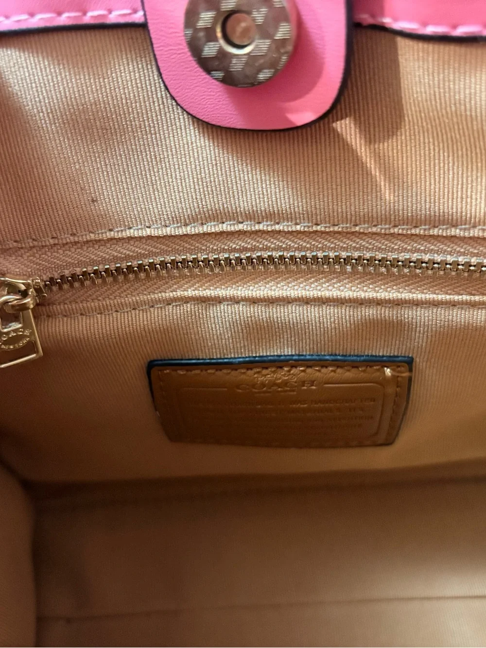 Pink Canvas & Leather Tote with Adjustable Strap